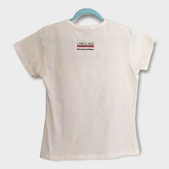 LAROUSSE White Graphic Womens Cut Tee size XL bust 38in - Picture 2 of 6